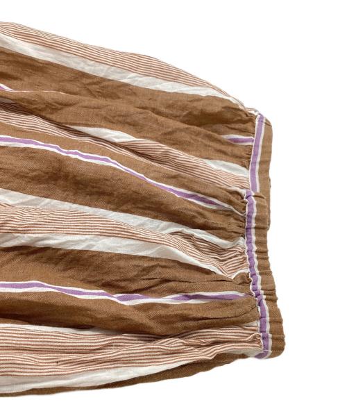 ne quittez pas（ヌキテパ）ne quittez pas (ヌキテパ) COTTON VOILE STRIPE DRESS / 010431GM4 ブラウン サイズ:Sの古着・服飾アイテム