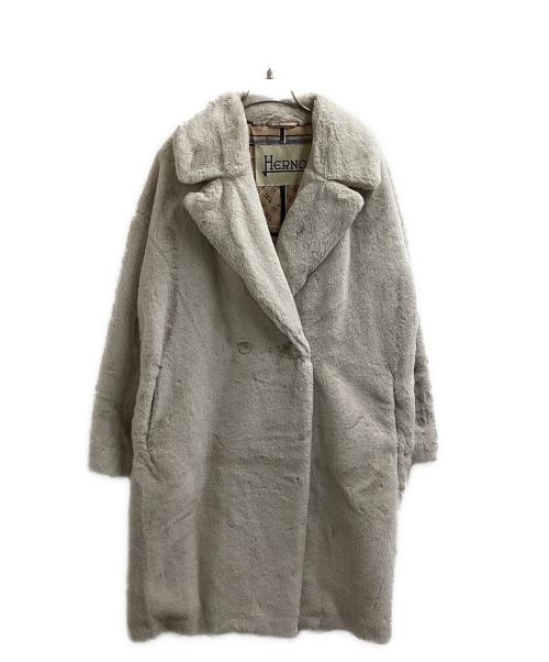 HERNO（ヘルノ）HERNO (ヘルノ) ダブルブレスト ファーコート / double-breasted fur coat /  アイボリー サイズ:42の古着・服飾アイテム