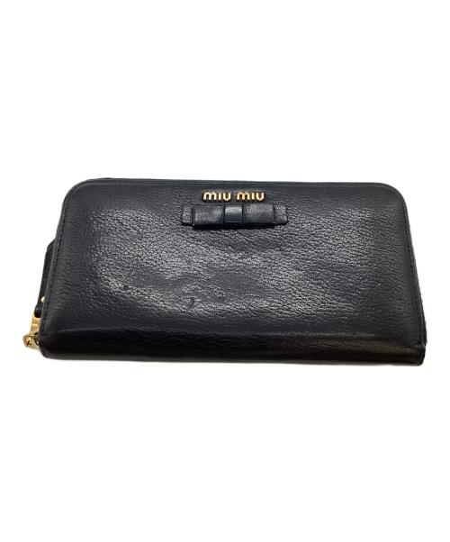 MIU MIU（ミュウミュウ）MIU MIU (ミュウミュウ) マドラスフィオッコ ロングウォレット / 5ML506 / 245 ブラックの古着・服飾アイテム