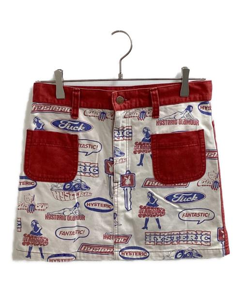 Hysteric Glamour（ヒステリックグラマー）Hysteric Glamour (ヒステリックグラマー) 総柄ミニスカート / 2AK-0560 レッド×ホワイト サイズ:FREEの古着・服飾アイテム