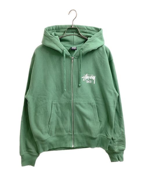 stussy（ステューシー）stussy (ステューシー) Logo Zip Hoodie / ロゴジップフーディ グリーン サイズ:Mの古着・服飾アイテム