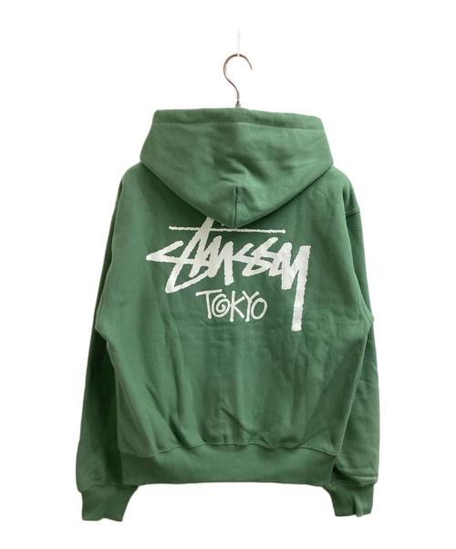 stussy（ステューシー）stussy (ステューシー) Logo Zip Hoodie / ロゴジップフーディ グリーン サイズ:Mの古着・服飾アイテム