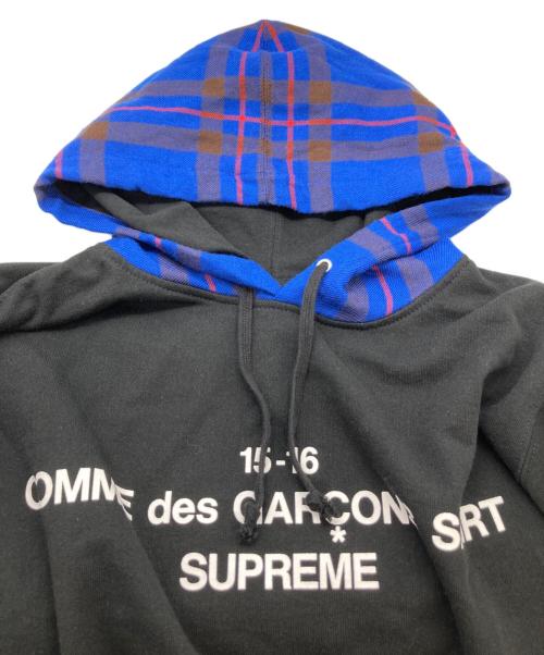 SUPREME（シュプリーム）Supreme (シュプリーム) COMME des GARCONS SHIRT (コムデギャルソンシャツ) 15AW / CDG HOODED SWEATSHIRT / CDGフーデットスウェットシャツ ブラック サイズ:Mの古着・服飾アイテム