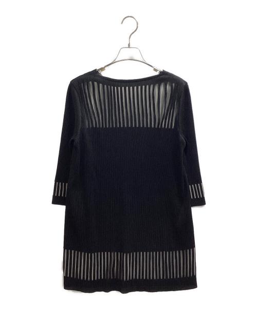 HIROKO BIS（ヒロコビス）HIROKO BIS (ヒロコビス) プリーツデザインカットソー ブラック サイズ:9の古着・服飾アイテム