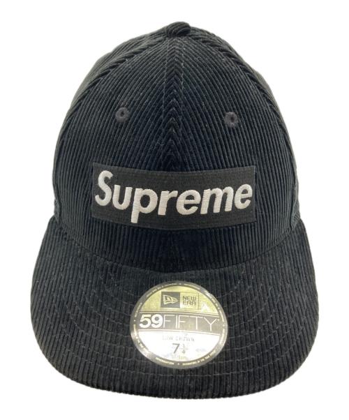 SUPREME（シュプリーム）SUPREME (シュプリーム) New Era (ニューエラ) Corduroy Box Logo Cap / コーデュロイ ボックスロゴ キャップ  ブラック サイズ:7 1/4 （57.7cm）の古着・服飾アイテム