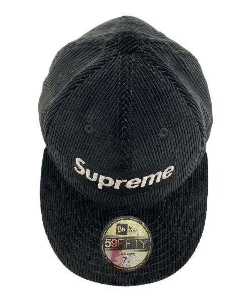 SUPREME（シュプリーム）SUPREME (シュプリーム) New Era (ニューエラ) Corduroy Box Logo Cap / コーデュロイ ボックスロゴ キャップ  ブラック サイズ:7 1/4 （57.7cm）の古着・服飾アイテム