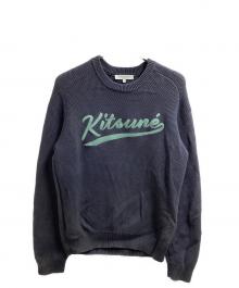 maison kitsune（メゾンキツネ）の古着「KITSUNE VARSITY EMBROIDERED MESH JUMPER / バーシティ 刺繍 ニット / 25SS」｜グレー
