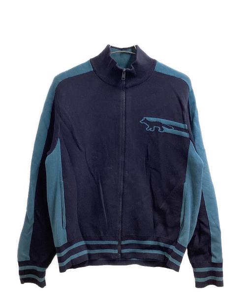 maison kitsune（メゾンキツネ）MAISON KITSUNE (メゾンキツネ) FLASH FOX ZIPPED CARDIGAN / フラッシュフォックス ジップアップ カーディガン ネイビー サイズ:Sの古着・服飾アイテム