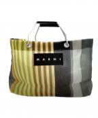 MARNIマルニ）の古着「STRIPE MINI BAG / ストライプ ミニバッグ」｜グレー×ベージュ