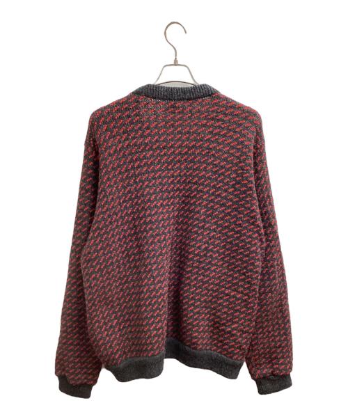 L.L.Bean（エルエルビーン）L.L.Bean (エルエルビーン) バーズアイウールニットカーディガン / Birdseye wool knit cardigan / 推定80s レッド サイズ:不明（下記参照）の古着・服飾アイテム