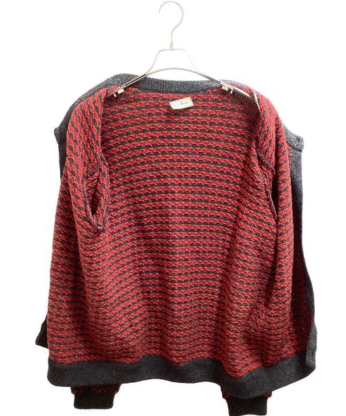 L.L.Bean（エルエルビーン）L.L.Bean (エルエルビーン) バーズアイウールニットカーディガン / Birdseye wool knit cardigan / 推定80s レッド サイズ:不明（下記参照）の古着・服飾アイテム