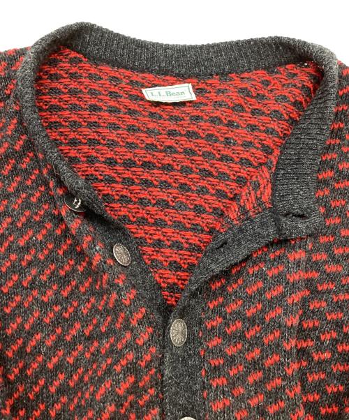 L.L.Bean（エルエルビーン）L.L.Bean (エルエルビーン) バーズアイウールニットカーディガン / Birdseye wool knit cardigan / 推定80s レッド サイズ:不明（下記参照）の古着・服飾アイテム