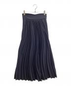 Mame Kurogouchiマメクロゴウチ）の古着「22AW / Curved Pleated Flared Skirt / カーブプリーツフレアスカート / MM22FW-SK042」｜ネイビー