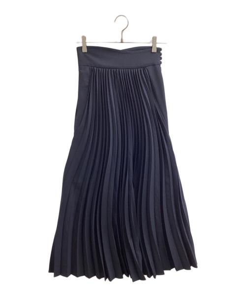 Mame Kurogouchi（マメクロゴウチ）mame kurogouchi (マメクロゴウチ) 22AW / Curved Pleated Flared Skirt / カーブプリーツフレアスカート / MM22FW-SK042  ネイビー サイズ:2の古着・服飾アイテム