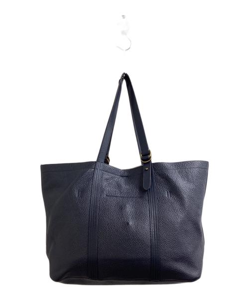 POLO RALPH LAUREN（ポロ・ラルフローレン）POLO RALPH LAUREN (ポロ・ラルフローレン) ペブルド レザー ミディアム トート / pebbled leather medium tote bag  ネイビーの古着・服飾アイテム
