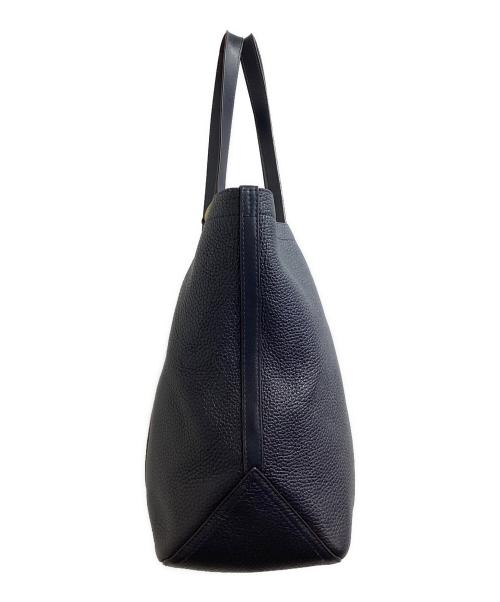 POLO RALPH LAUREN（ポロ・ラルフローレン）POLO RALPH LAUREN (ポロ・ラルフローレン) ペブルド レザー ミディアム トート / pebbled leather medium tote bag  ネイビーの古着・服飾アイテム