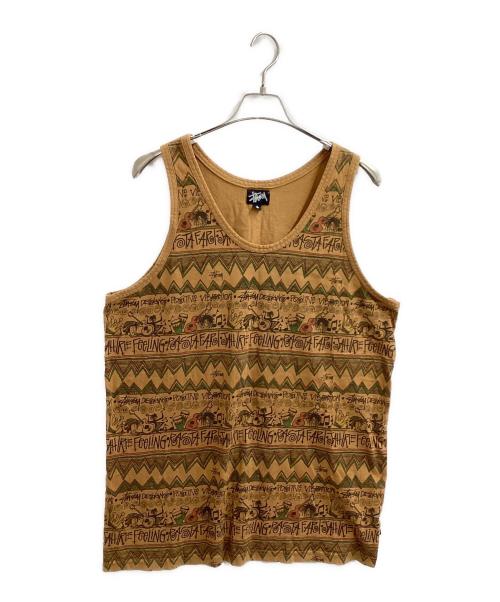 stussy（ステューシー）stussy (ステューシー) 総柄タンクトップ / REGGAE TOMTOM / OLD stussy / アメリカ製 オレンジ サイズ:Lの古着・服飾アイテム