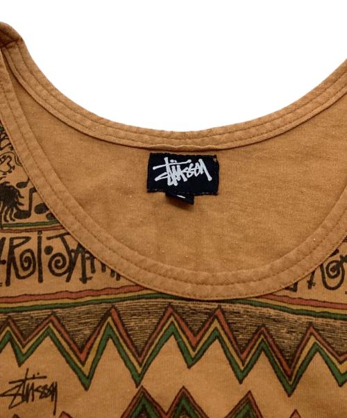 stussy（ステューシー）stussy (ステューシー) 総柄タンクトップ / REGGAE TOMTOM / OLD stussy / アメリカ製 オレンジ サイズ:Lの古着・服飾アイテム