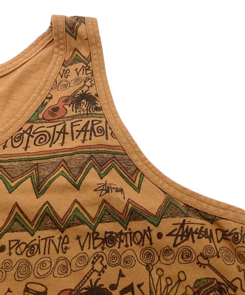 stussy（ステューシー）stussy (ステューシー) 総柄タンクトップ / REGGAE TOMTOM / OLD stussy / アメリカ製 オレンジ サイズ:Lの古着・服飾アイテム
