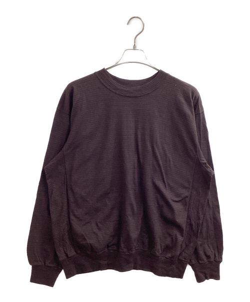 BLURHMS（ブラームス）BLURHMS (ブラームス) C/NAPP Border Crew Neck P/O / ボーダー クルーネック カットソー / Made in JAPAN / BHS24F039 ブラウン サイズ:2の古着・服飾アイテム