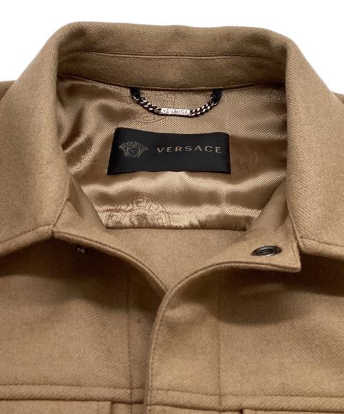 VERSACE（ヴェルサーチェ）VERSACE (ヴェルサーチェ) レザーパッチウールジャケット / 607173312263 ブラウン サイズ:46の古着・服飾アイテム