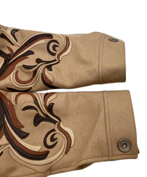 VERSACE（ヴェルサーチェ）VERSACE (ヴェルサーチェ) レザーパッチウールジャケット / 607173312263 ブラウン サイズ:46の古着・服飾アイテム