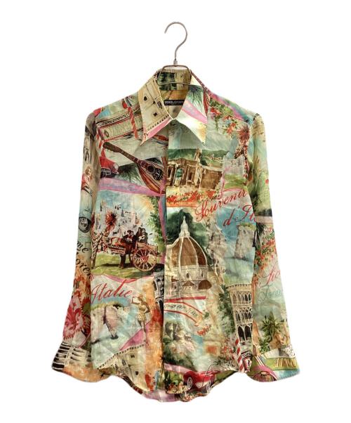 DOLCE & GABBANA（ドルチェ＆ガッバーナ）DOLCE & GABBANA (ドルチェ＆ガッバーナ) イタリア風景柄カフスシャツ マルチカラー サイズ:15 1/2の古着・服飾アイテム