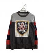 Vivienne Westwood manヴィヴィアン ウェストウッド マン）の古着「フロントプリントカットソー / SHIELD WITH SCALLOPED EDGE” ラグビースウェット / VW-LP77819」｜グレー