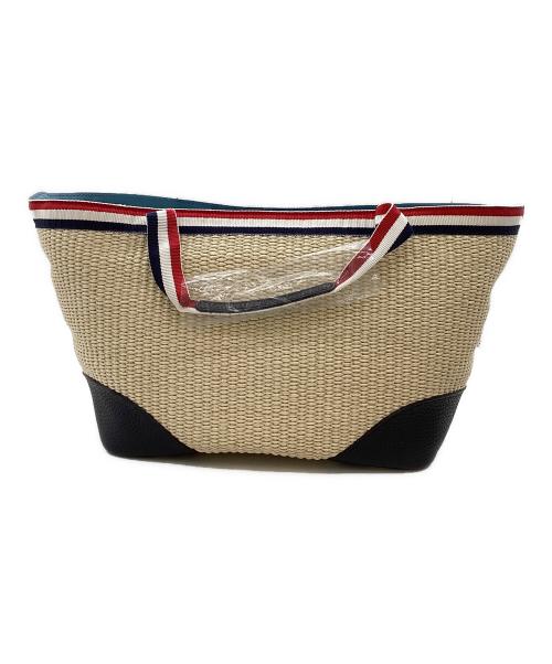 A.D.M.J.（エーディーエムジェイ）A.D.M.J. (エーディーエムジェイ) カゴバッグ　スワロフスキークリスタル ベージュの古着・服飾アイテム