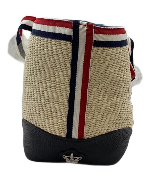 A.D.M.J.（エーディーエムジェイ）A.D.M.J. (エーディーエムジェイ) カゴバッグ　スワロフスキークリスタル ベージュの古着・服飾アイテム