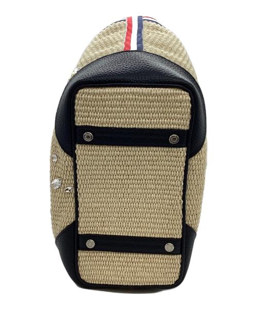 A.D.M.J.（エーディーエムジェイ）A.D.M.J. (エーディーエムジェイ) カゴバッグ　スワロフスキークリスタル ベージュの古着・服飾アイテム