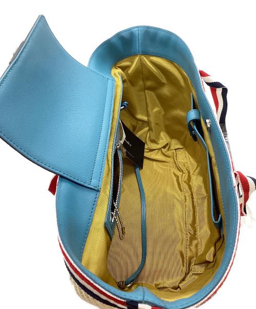 A.D.M.J.（エーディーエムジェイ）A.D.M.J. (エーディーエムジェイ) カゴバッグ　スワロフスキークリスタル ベージュの古着・服飾アイテム