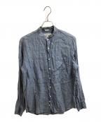INDIVIDUALIZED SHIRTSインディビジュアライズドシャツ）の古着「BAND COLLAR LINEN SHIRT / MADE IN USA」｜ブルー
