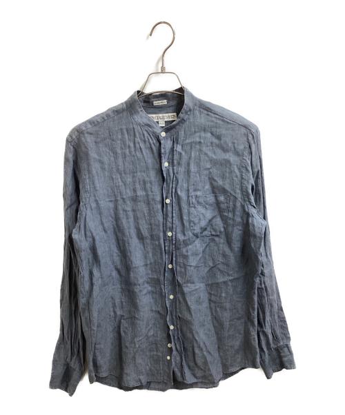 INDIVIDUALIZED SHIRTS（インディビジュアライズドシャツ）INDIVIDUALIZED SHIRTS (インディビジュアライズドシャツ) BAND COLLAR LINEN SHIRT / MADE IN USA ブルー サイズ:15 1/2 - 33の古着・服飾アイテム