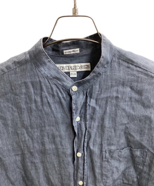 INDIVIDUALIZED SHIRTS（インディビジュアライズドシャツ）INDIVIDUALIZED SHIRTS (インディビジュアライズドシャツ) BAND COLLAR LINEN SHIRT / MADE IN USA ブルー サイズ:15 1/2 - 33の古着・服飾アイテム