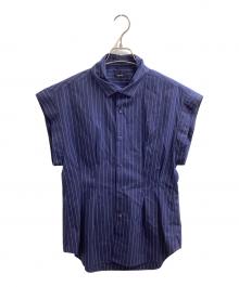 LOEFF（ロエフ）の古着「LF CTN BRD WNG REG YK ST半袖ブラウス / 8816-299-0015」｜ネイビー
