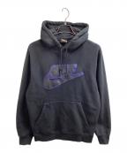 NIKE×SUPREMEナイキ×シュプリーム）の古着「19AW / Leather Applique Hooded Sweatshirt / レザーアップリケフーデットスウェットシャツ / CK6225-010」｜ブラック
