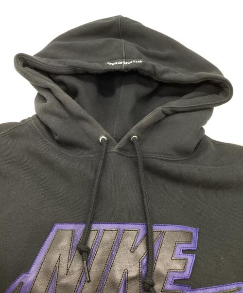 NIKE（ナイキ）NIKE (ナイキ) SUPREME (シュプリーム) 19AW / Leather Applique Hooded Sweatshirt / レザーアップリケフーデットスウェットシャツ / CK6225-010 ブラック サイズ:Sの古着・服飾アイテム