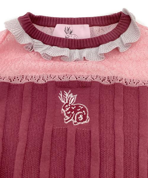 rurumu（ルルムウ）rurumu (ルルムウ) Jklp emb knit set up/pink / rrm19ss-kn04 / 19SS ピンク サイズ:Freeの古着・服飾アイテム
