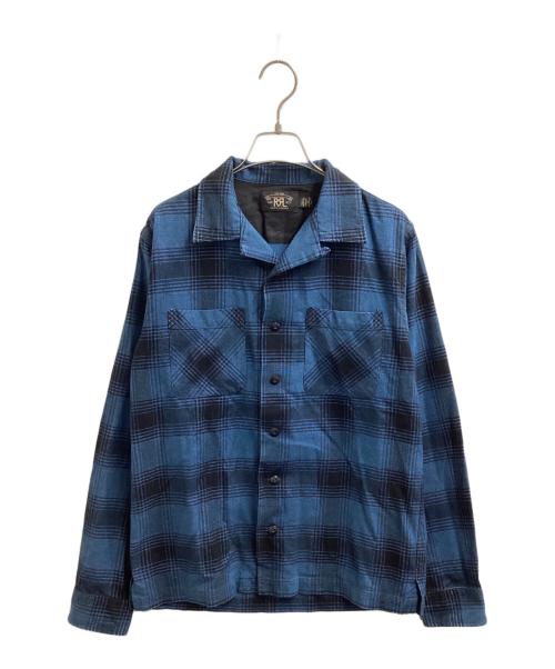 RRL（ダブルアールエル）RRL (ダブルアールエル) オープンカラーチェックシャツ / 0200011589 ブルー サイズ:Sの古着・服飾アイテム