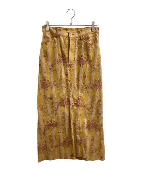 JUNYA WATANABE COMME des GARCONS（ジュンヤワタナベ コムデギャルソン）JUNYA WATANABE COMME des GARCONS ((ジュンヤワタナベ コムデギャルソン) フラワー刺繍スカート / 共布タグ / AD1992 / JS-110100 イエロー サイズ:不明の古着・服飾アイテム