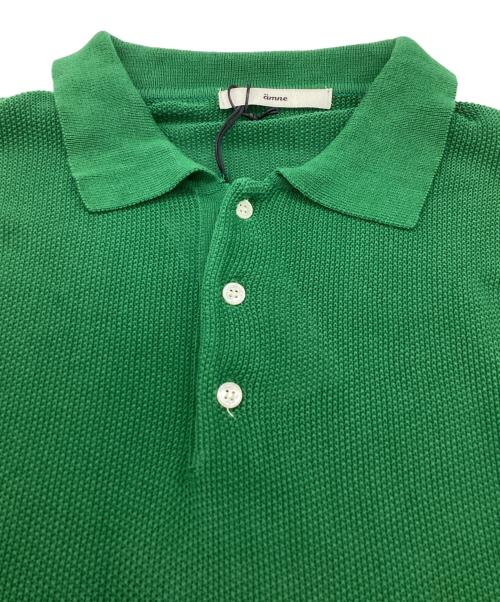 amne（アンヌ）amne (アンヌ) BORDER polo knit / ボーダー ニット ポロシャツ / amn-KN-003 / タグ付 / Made in JAPAN グリーン サイズ:2の古着・服飾アイテム