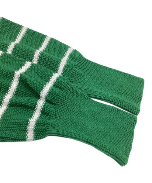 amne（アンヌ）amne (アンヌ) BORDER polo knit / ボーダー ニット ポロシャツ / amn-KN-003 / タグ付 / Made in JAPAN グリーン サイズ:2の古着・服飾アイテム