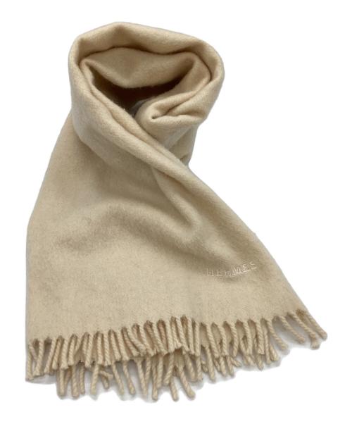 HERMES（エルメス）HERMES (エルメス) Cashmere 100% scarf ivory / カシミヤ100% マフラー アイボリー / マルジェラ期 / Made in SCOTLAND / スコットランド製 アイボリーの古着・服飾アイテム