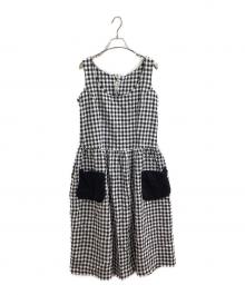 COMME des GARCONS COMME des GARCONS（コムデギャルソン コムデギャルソン）の古着「ポリ縮絨 ギンガムチェックノースリーブワンピース / RK-O007 / AD2007」｜ブラック×ホワイト