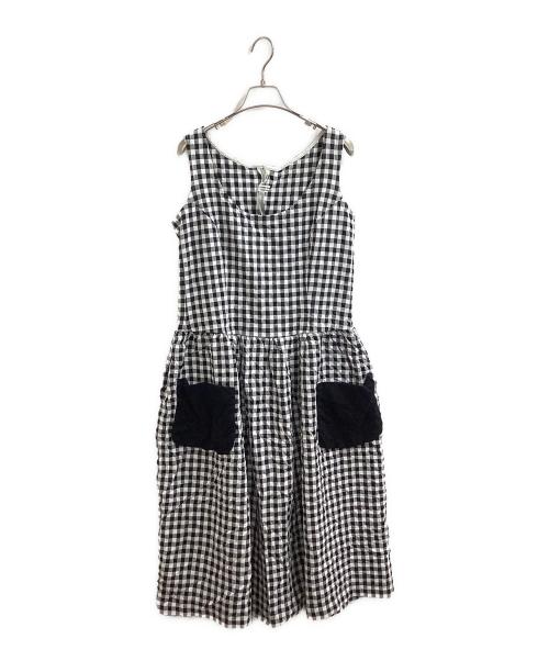 COMME des GARCONS COMME des GARCONS（コムデギャルソン コムデギャルソン）COMME des GARCONS COMME des GARCONS (コムデギャルソン コムデギャルソン) ポリ縮絨 ギンガムチェックノースリーブワンピース / RK-O007 / AD2007 ブラック×ホワイト サイズ:Sの古着・服飾アイテム