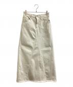 GOOD GRIEF!グッドグリーフ）の古着「Line Fringe Hem Skirt / ラインフリンジヘムスカート / MXSR24L / L'Appartement」｜ホワイト