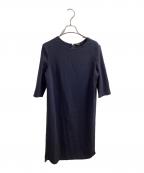 MUSE de Deuxieme Classeミューズ ドゥーズィエム クラス）の古着「トリアセジョーゼット7分袖ワンピース　/　19040500401010」｜ネイビー