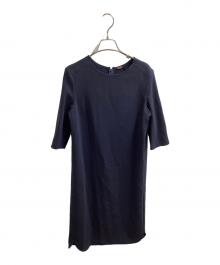 MUSE de Deuxieme Classe（ミューズ ドゥーズィエム クラス）の古着「トリアセジョーゼット7分袖ワンピース　/　19040500401010」｜ネイビー
