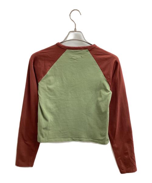 Heaven by Marc Jacobs（ヘブンバイマークジェイコブス）Heaven by Marc Jacobs (ヘブンバイマークジェイコブス) ラグランカットソー ブラウン×グリーン サイズ:Lの古着・服飾アイテム